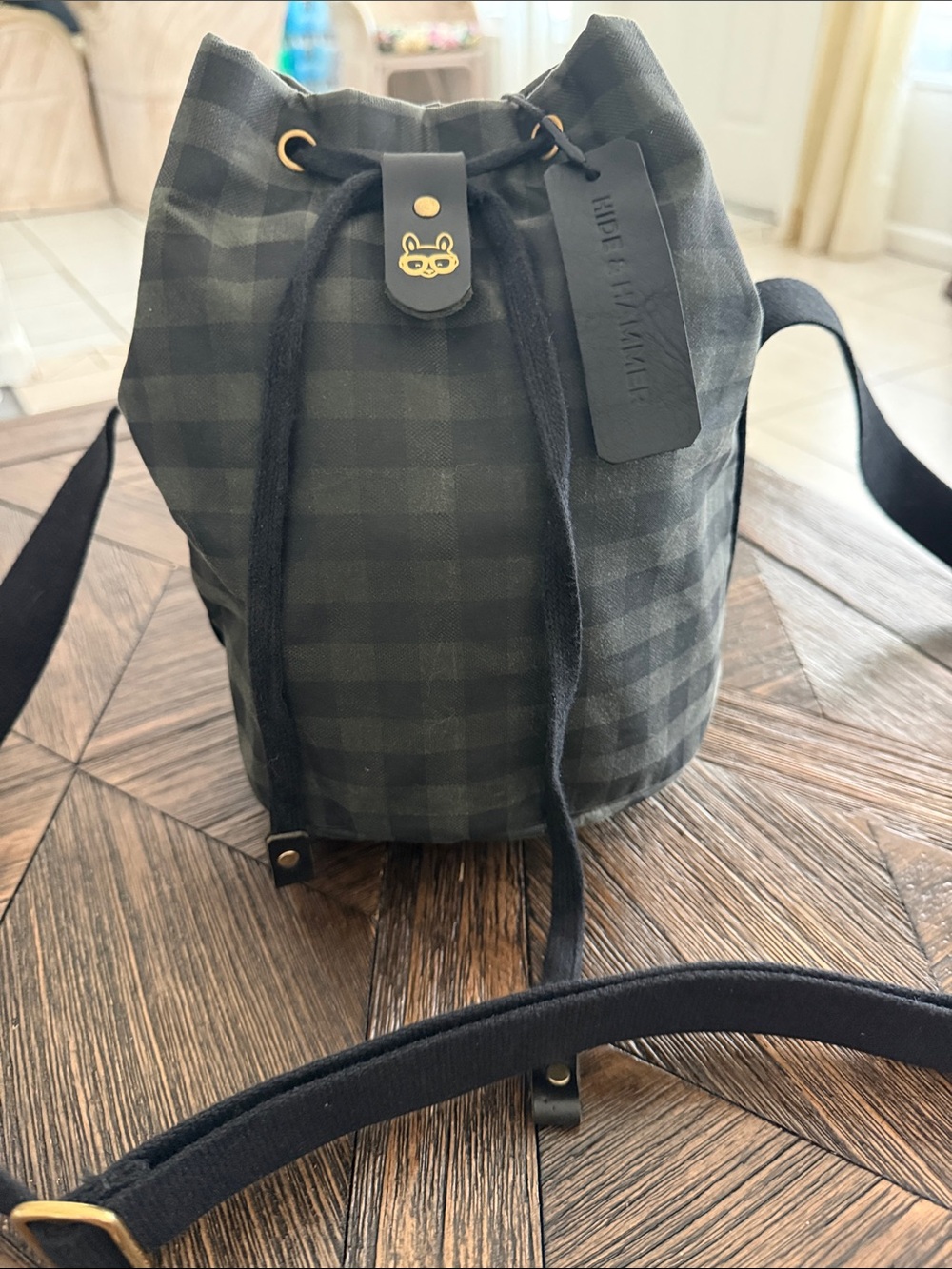 Rare Hide & Hammer Les Garçons Retreat Bag Dark Green Plaid Bucket Crossbody